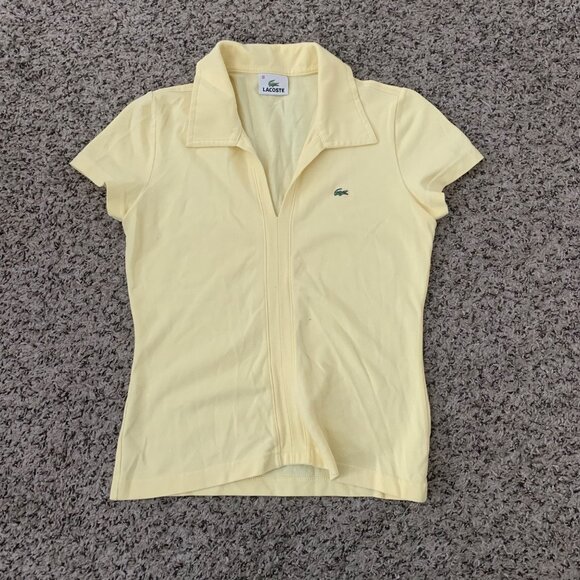 Lacoste Womens Yellow Collared Short-Sleeve Polo Shirt Size 38 - Picture 1 of 5